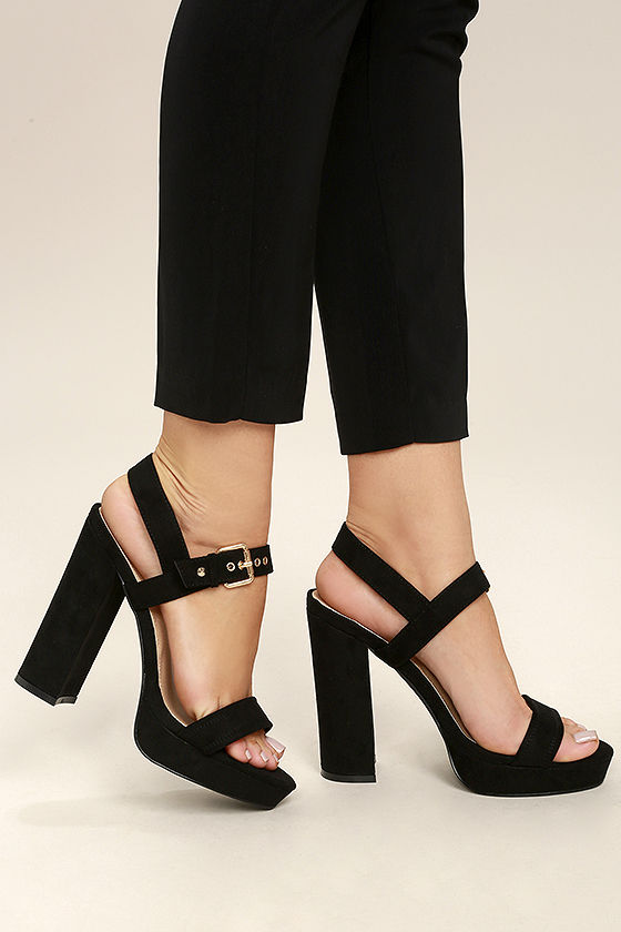 all black platform heels